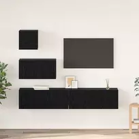 TV staliukas TV spintelių komplektas 3 pcs Juodas ąžuolas Apdirbta mediena