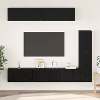 TV staliukas TV spintelių komplektas 6 pcs Juodas ąžuolas Apdirbta mediena