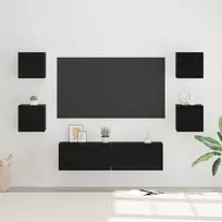 TV staliukas TV spintelių komplektas 6 pcs Juodas ąžuolas Apdirbta mediena