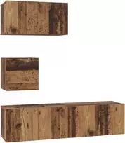 TV staliukas TV spintelių komplektas 4 pcs Senovinis medis Apdirbta mediena