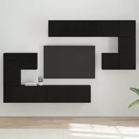 TV staliukas TV vienetai 4 pcs Juodas ąžuolas Apdirbta mediena