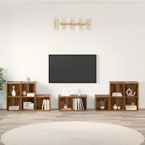 TV staliukas TV spintelės komplektas 8 pcs Senovinis medis Apdirbta mediena