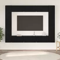 TV staliukas TV spintelių komplektas 10 pcs Juodas ąžuolas Apdirbta mediena