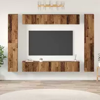 TV staliukas TV spintelių komplektas 10 pcs Senovinis medis Apdirbta mediena