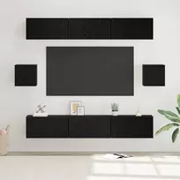 TV staliukas TV spintelių komplektas 8 pcs Juodas ąžuolas Apdirbta mediena