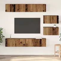 TV staliukas TV spintelių komplektas 6 pcs Senovinis medis Apdirbta mediena