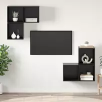 TV staliukas TV spintelių komplektas 4 pcs Juodas ąžuolas Apdirbta mediena