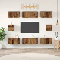 TV staliukas TV spintelių komplektas 8 pcs Senovinis medis Apdirbta mediena