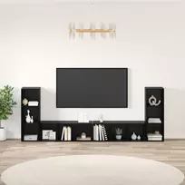 TV staliukas TV spintelių komplektas 4 pcs Juodas ąžuolas 37 x 35 x 107 cm