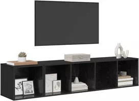 TV staliukas TV spintelės komplektas 2 pcs Juodas ąžuolas Apdirbta mediena