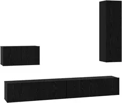 TV staliukas Sieninis televizoriaus stovas 4 pcs Juodas ąžuolas