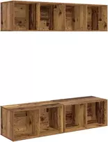 TV staliukas TV spintelių komplektas 4 pcs Senovinis medis 37 x 37 x 72 cm