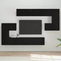 TV staliukas TV spintelių komplektas 10 pcs Juodas ąžuolas Apdirbta mediena