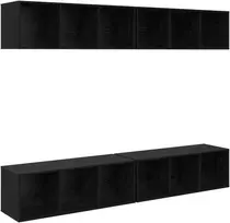 TV staliukas TV spintelių komplektas 4 pcs Juodas ąžuolas 37 x 37 x 107 cm
