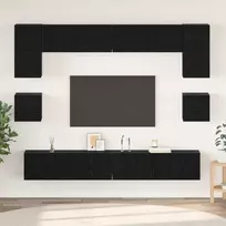 TV staliukas TV spintelių komplektas 8 pcs Juodas ąžuolas Apdirbta mediena