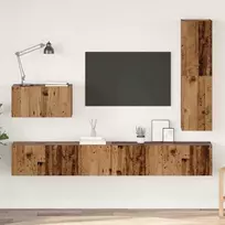 TV staliukas TV spintelių komplektas 4 pcs Senovinis medis Apdirbta mediena