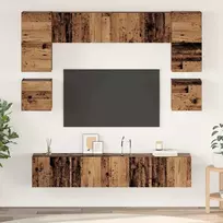 TV staliukas TV spintelių komplektas 8 pcs Senovinis medis Apdirbta mediena