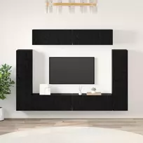 TV staliukas TV spintelių komplektas 8 pcs juoda ąžuolo Apdirbta mediena