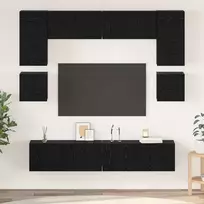 TV staliukas TV spintelių komplektas 8 pcs Juodas ąžuolas Apdirbta mediena