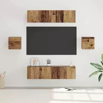 TV staliukas TV spintelių komplektas 6 pcs Senovinis medis Apdirbta mediena