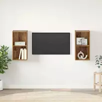 TV staliukas TV spintelių komplektas 2 pcs Senovinis medis 37 x 37 x 72 cm