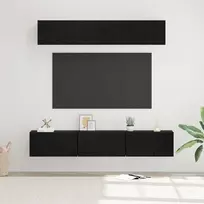 TV staliukas TV spintelių komplektas 5 pcs Juodas ąžuolas Apdirbta mediena