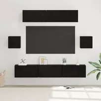 TV staliukas TV spintelių komplektas 7 pcs Juodas ąžuolas Apdirbta mediena