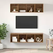TV staliukas TV spintelių komplektas 3 vnt. Senovinis medis Apdirbta mediena