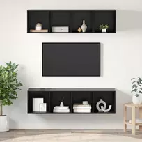TV staliukas TV spintelių komplektas 3 pcs Juodas ąžuolas Apdirbta mediena