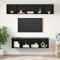 TV staliukas TV spintelių komplektas 4 pcs Juodas ąžuolas Apdirbta mediena