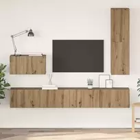 TV staliukas Sieninis televizoriaus stovas 4 pcs Amatininkų ąžuolas