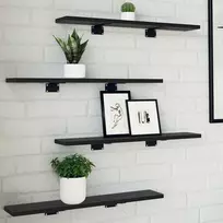 Knygų lentyna 4 pcs Juodas 60 x 10 x 1,5 cm Apdirbta mediena