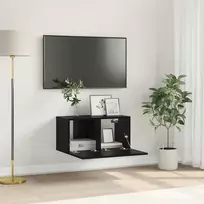 TV staliukas TV spintelių komplektas Juoda 60 x 30 x 30 cm Apdirbta mediena