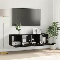 TV staliukas TV spintelių komplektas 2 pcs Juoda 60 x 30 x 30 cm