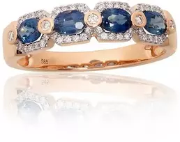 Auksinis žiedas - 19.5 - 3.1 g. - Briliantai (0,175Ct), Safyras (0,898Ct)