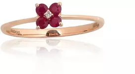Auksinis žiedas - 17 - 1.11 g. - Briliantai (0,006Ct), Rubinas (0,201Ct)