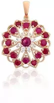 Auksinis pakabukas - 2.3 g. - 22 mm. - Briliantai (0,13Ct), Rubinas (0,98Ct)