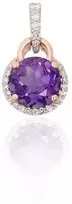 Auksinis pakabukas - 1.04 g. - 16 mm. - Briliantai (0,098Ct), Ametistas