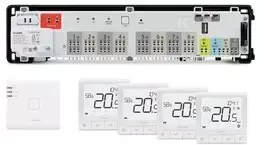 „Salus SALUS StartPack Premium RF“ – pilnas belaidžių grindinio šildymo valdiklių rinkinys su valdymu per internetą: KL08RF230V, UG800, 4 x SQ610RF