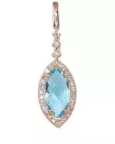 Auksinis pakabukas su brangakmeniais. Metalas: Raudonas Auksas. Praba: 585°. Akmuo: Briliantai , Mėlynas topazas - 1.08 g. - 25 mm. - Briliantai (0,084Ct), Mėlynas topazas