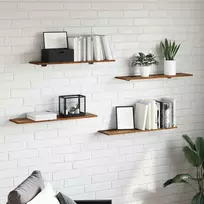 Knygų lentyna 4 pcs Ruda 80 x 20 x 1,5 cm Apdirbta mediena