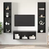 TV staliukas TV spintelių komplektas 3 pcs Juodas ąžuolas Apdirbta mediena