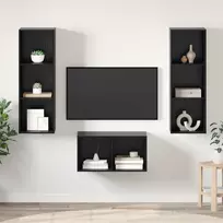 TV staliukas TV spintelių komplektas Juodas ąžuolas 37 x 37 x 107 cm