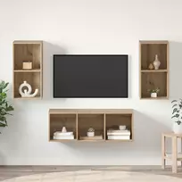 TV staliukas TV spintelių komplektas Amatininkų ąžuolas 37 x 37 x 107 cm