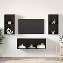 TV staliukas TV spintelių komplektas 3 pcs Juodas ąžuolas Apdirbta mediena