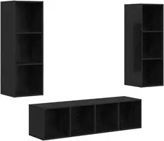 TV staliukas TV spintelių komplektas 3 pcs Juodas ąžuolas Apdirbta mediena