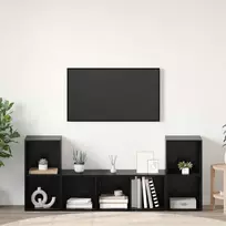 TV staliukas TV spintelių komplektas 3 pcs Juoda Apdirbta mediena