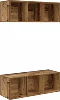 TV staliukas TV spintelių komplektas 2 pcs Senovinis medis 37 x 37 x 107 cm