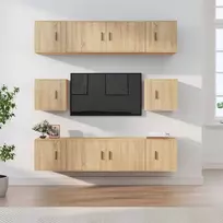 TV staliukas Televizoriaus spintelių komplektas, 8 dalių, ąžuolo, mediena