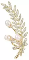 Troli Tender Branch brooch with genuine pearls and crystals Gold